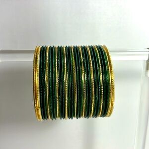 Green and Gold Bangle Set
